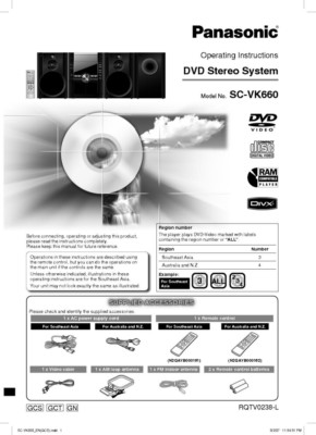 Panasonic SA-VK660 DVD System Owners Instruction Manual, $22.24