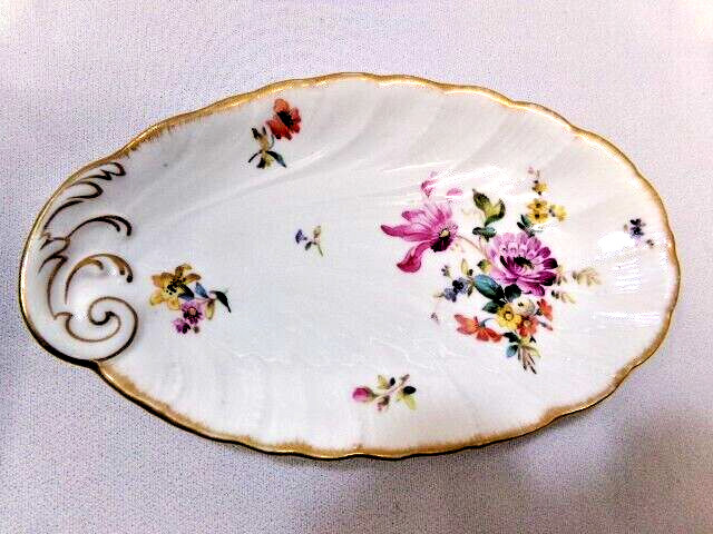 Goldverzierte kleine Porzellanschale - Dekor: "Bunter Blumenstrauß"