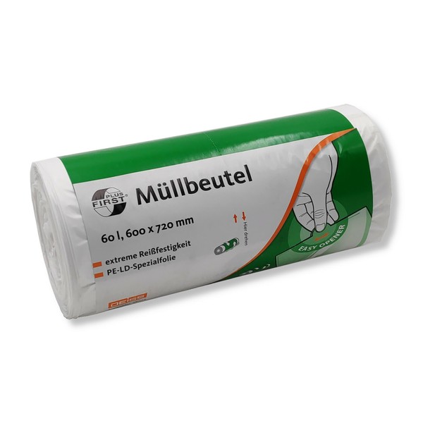 50 X Deiss First Plus Abfallbeutel 60L MüLltüTe Abfallsack MüLlsack AbfalltüTe-image