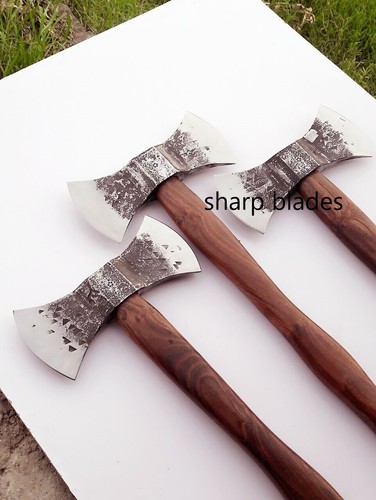 Custom Handmade Carbon Steel Viking Hatchet Hunting Tactical Double Head Axe, - Picture 3 of 6