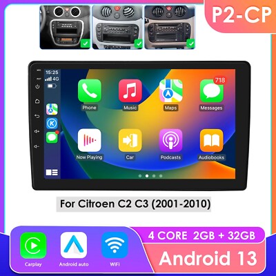 9'' Für Citroen C2 C3 2001-2010 Android 13 Autoradio GPS Navi BT DAB Radio 2+32GB