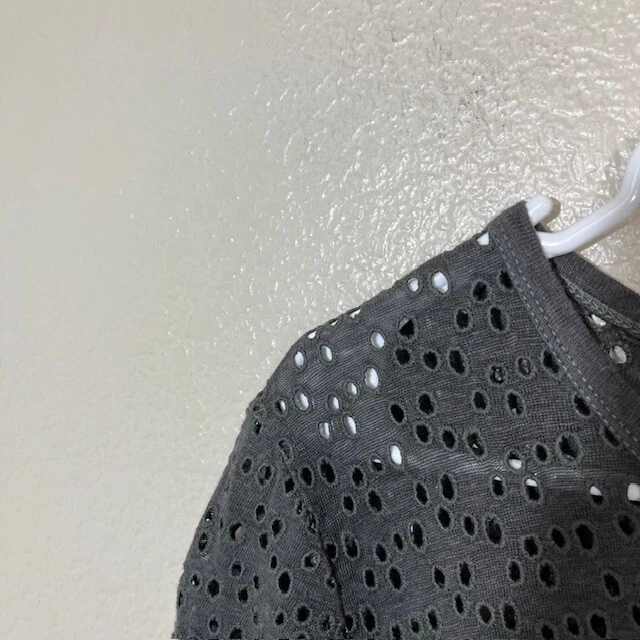 Majestic Filatures Paris Top Womens 3 Linen Eyelet Shirt Gray Casual - Image 2 of 4