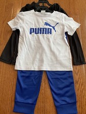 Puma Boy Set Size XXS 3/4 Casual Three Pieces Hoodie Shirt Pants Multicolor New