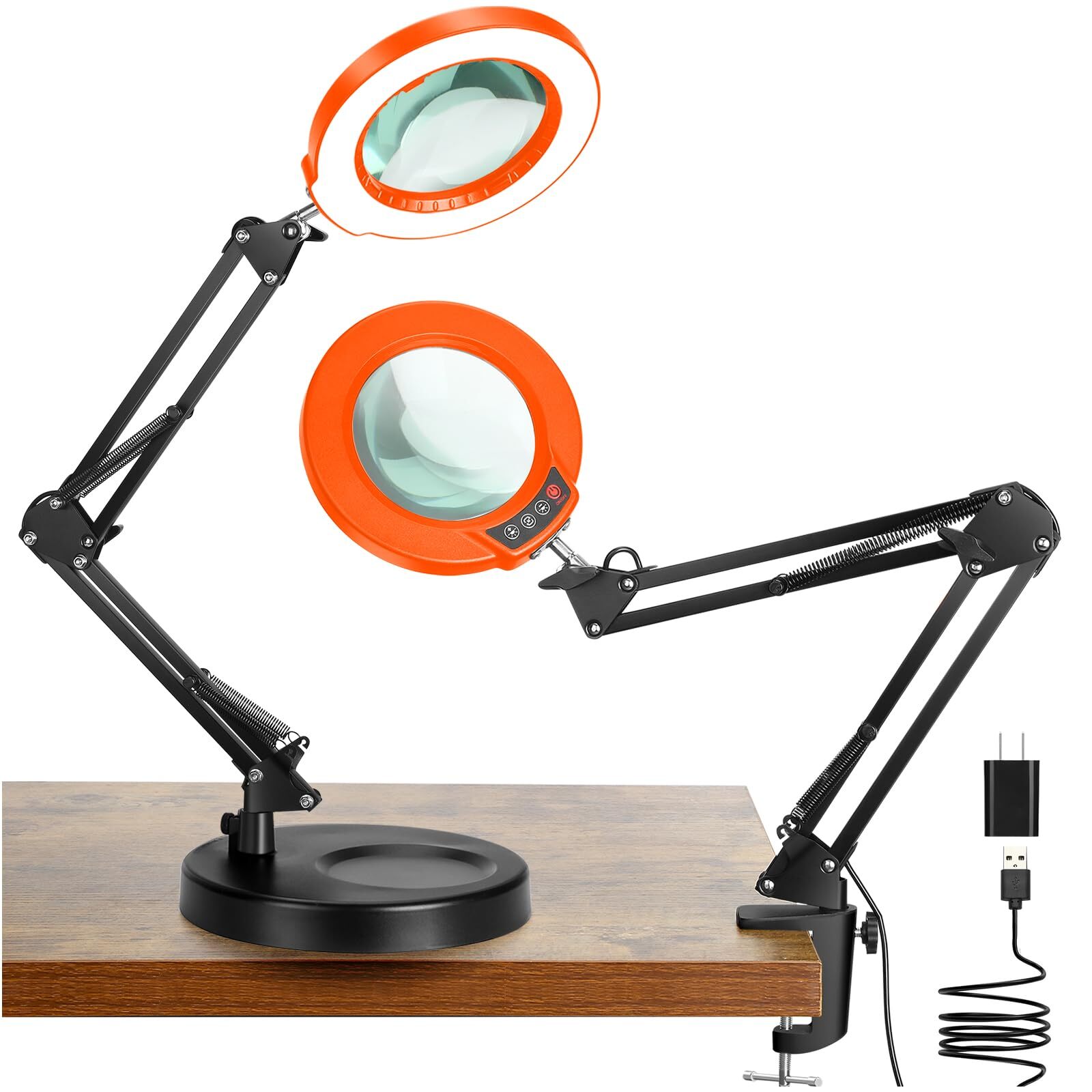 10X Magnifying Glass with Light and Stand, 5 Color Modes Stepless Dimmable 2-...