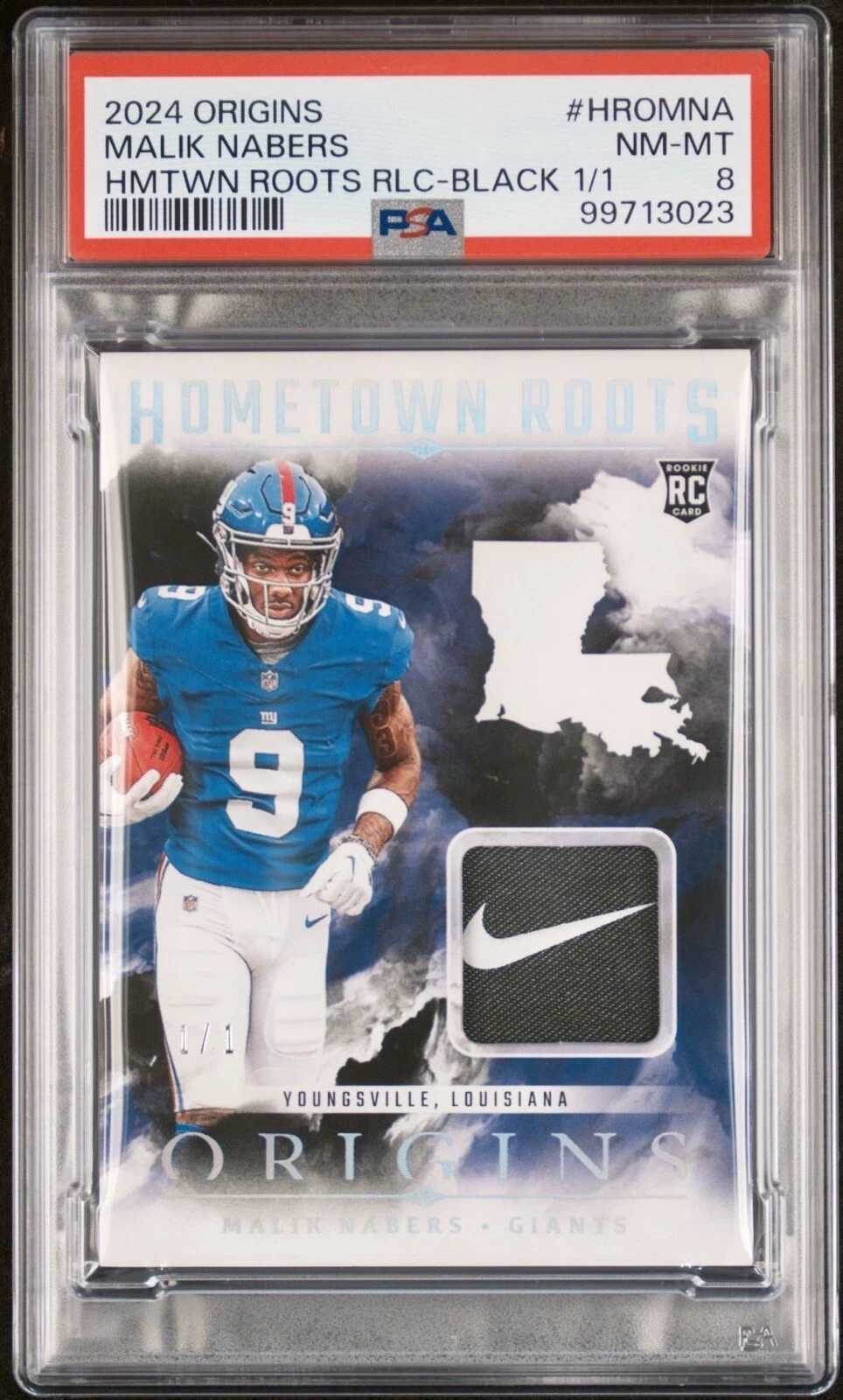 Malik Nabers Panini Origins Hometown Roots Relics #HROMNA Black 1/1