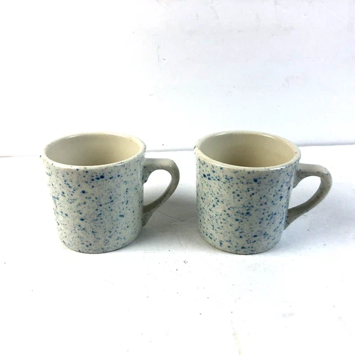Blue Speckled Set Of 2 Vintage USA Drink ware Coffee Mug Cup