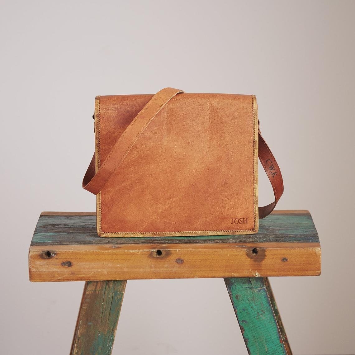 Vintage Genuine Leather Satchel Messenger Bag for Office Laptop & Essentials