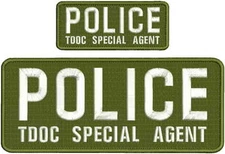 POLICE T D O C S AGENT EMBROIDERY PATCHES 4X10 &2X5 hook on back
