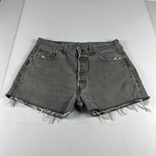 VTG 90s Levi's Jean Short Men 32 501 Grey Distressed Cut Off Denim Jorts Tag 34