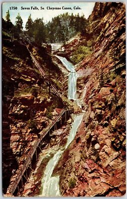 1917 Seven Falls South Cheyenne Canon Colorado CO Waterfalls Posted Postcard