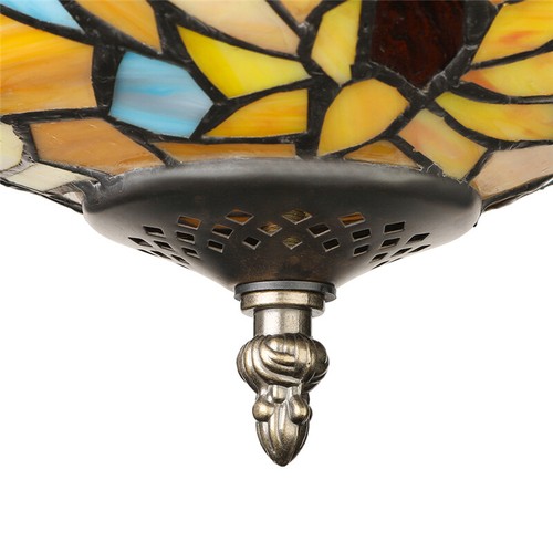 Tiffany Style Stained Glass Sunflower Ceiling Lamp Bedroom Semi Flush Mount Lamp - Picture 6 of 6