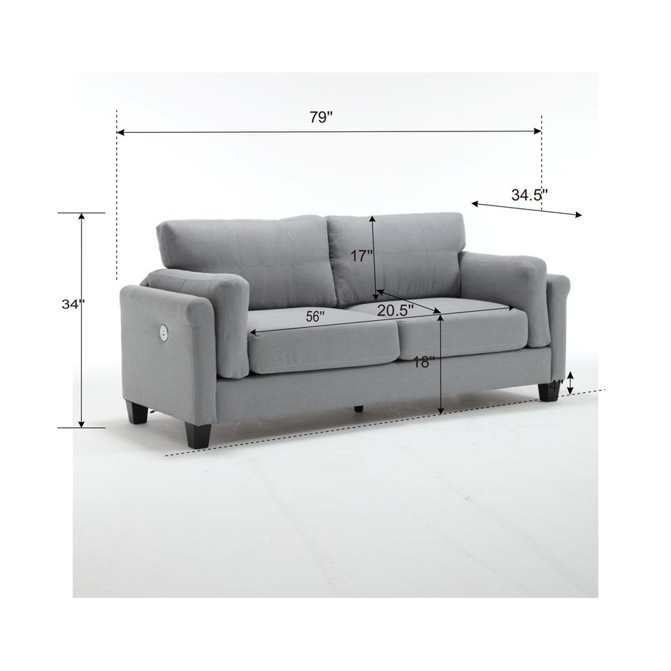 Modern Loveseat Sofa 3 Seater Upholstered Sofa Couch Living Room Sofa