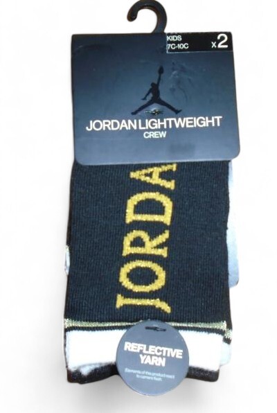 Nike Air Jordan Baby Socks Lightweight Crew Pair Black Gold