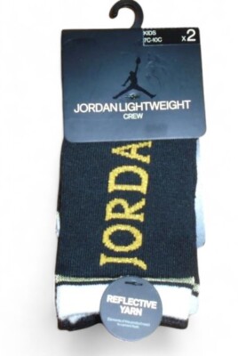 Nike Air Jordan Baby Socks Lightweight Crew Pair Black Gold Toddler Shoe  7-10