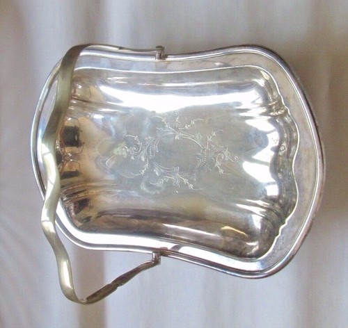 VINTAGE J H & CO EPNS DISH / TRAY WITH FOLDING HANDLE no. 662