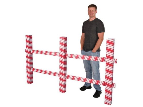 3-D Candy Cane Fence Prop Christmas Decor Holiday Outdoor Yard Display Red White - Picture 2 of 5