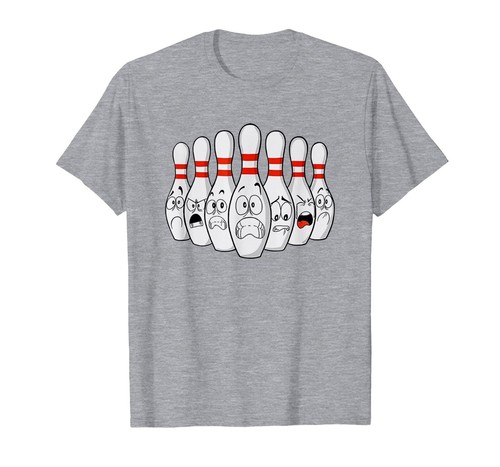 NEW! Bowling Funny Scared Bowling Pins MANY COLOR OPTIONS T-Shirt - MADE IN USA