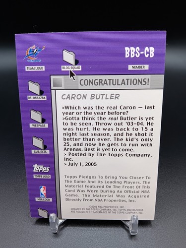 2005-06 Topps Bazooka Blog Squad Caron Butler #BBS-CB LA Lakers Jersey Jsy Card - Picture 2 of 2