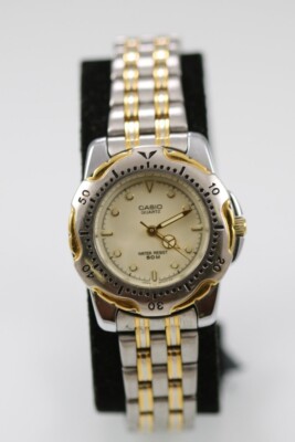Casio Women Watch Silver Gold Stainless Steel Water Res 50m