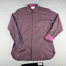 Ted Baker Endurance Shirt 16 Purple Dots Flip Cuff Button Up Long Sleeve Mens