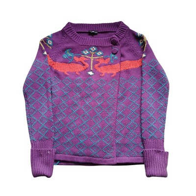 Wool knitted bnwt jumper Hild Rief XL purple cape cardigan long sleeve 