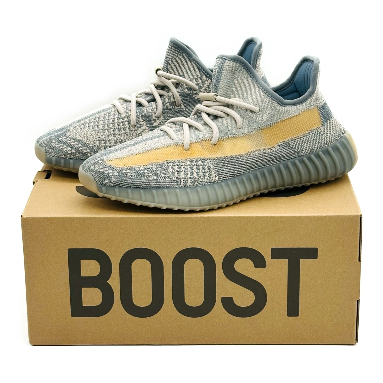 FZ5421 Adidas Yeezy Boost 350 V2 Israfil Grigio Verde Scuro Beige Arancione M...