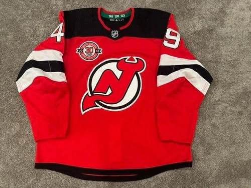 2018 Joey Anderson New Jersey Devils Brodeur Night Game Used Worn Hockey Jersey