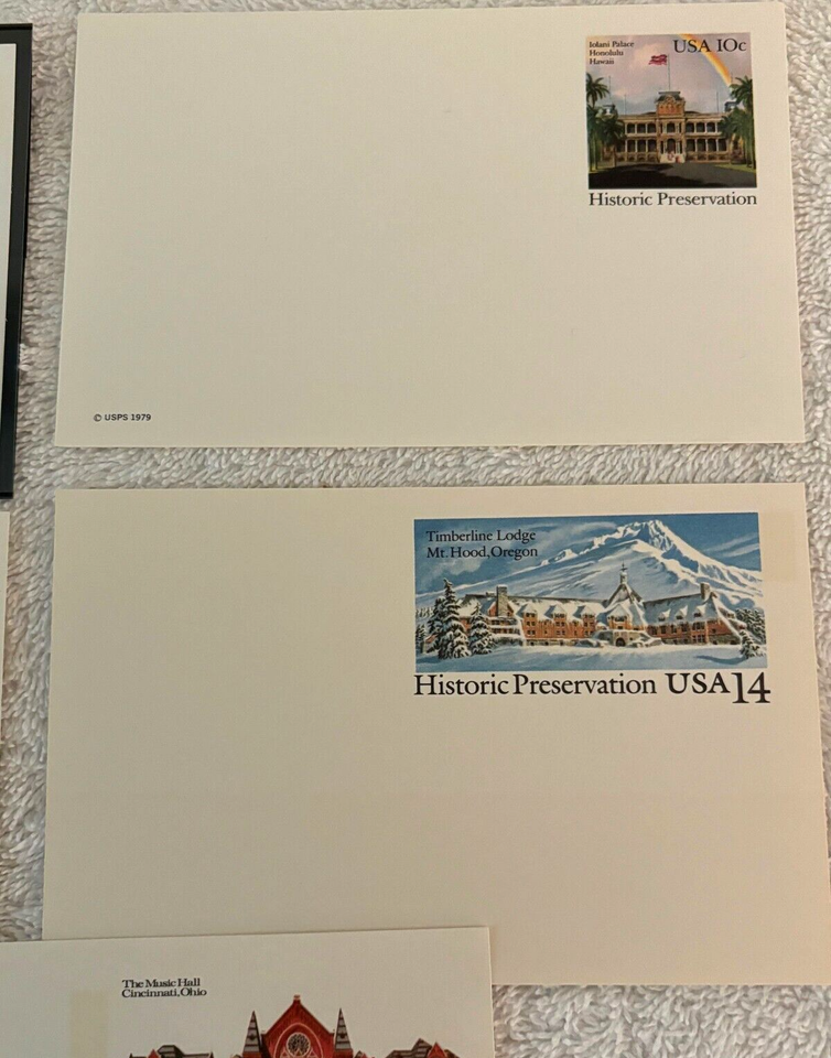 Lot of 5 Historic Preservation U.S. STAMP POSTCARDS 9, 10, 14, 15 cents