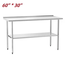 Stainless Steel Commercial Kitchen Work Food Prep Table w/Backsplash NSF 60"x30"