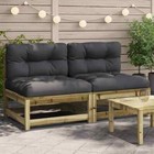 NNEVL Garden Sofas Armless with Cushions 2 pcs Impregnated Wood Pine