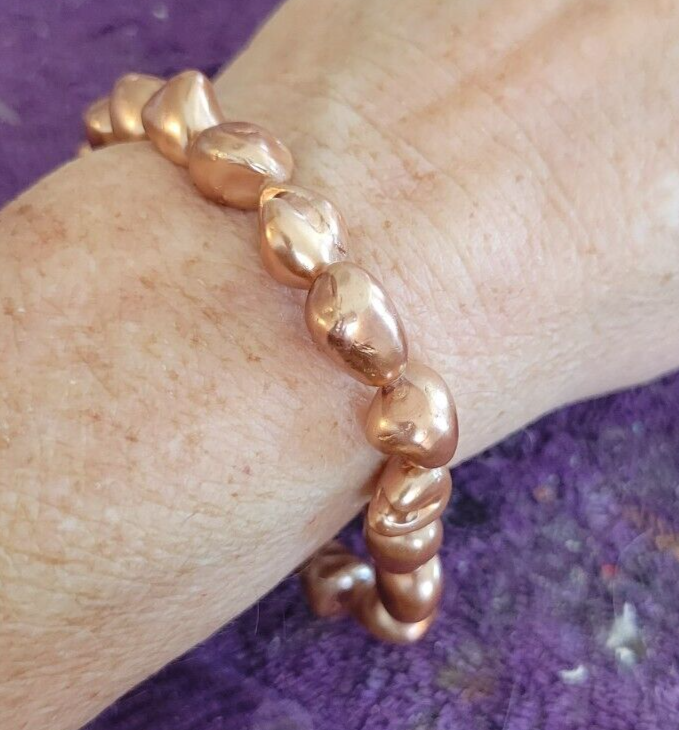 Champagne Freshwater Pearl Beaded Bracelet - Unique 7-Inch Design-image