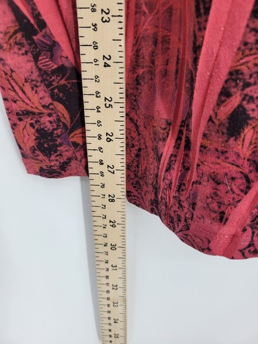 One World Top Womens Plus 1X Red Artsy Abstract Print Boho Peasant Popover - Picture 7 of 10