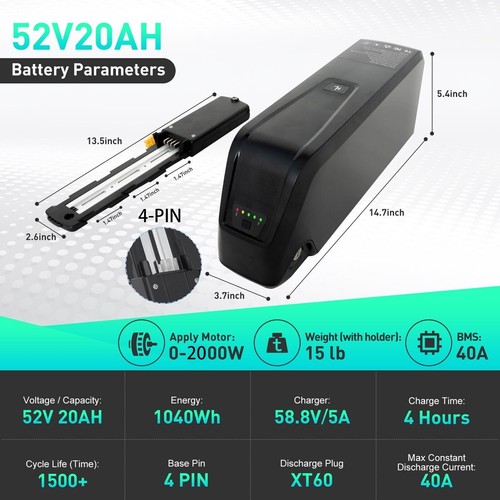 52V 48V 36V Lithium Battery for 200W-1800W Ebike Electric Bicycle 10AH/15AH/20AH - Picture 35 of 41