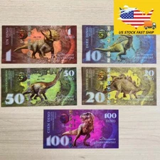 Set SET/5pcs Jurassic Dinosaurs World Series Polymer Banknote UV-Light Painted