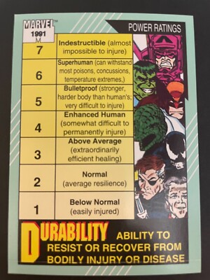 1991 Impel Marvel Universe Series 2 #161 Durability Power Rating