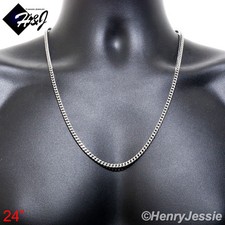 24"MEN's Stainless Steel 2mm Silver Franco Box Cuban Curb Link Chain Necklace