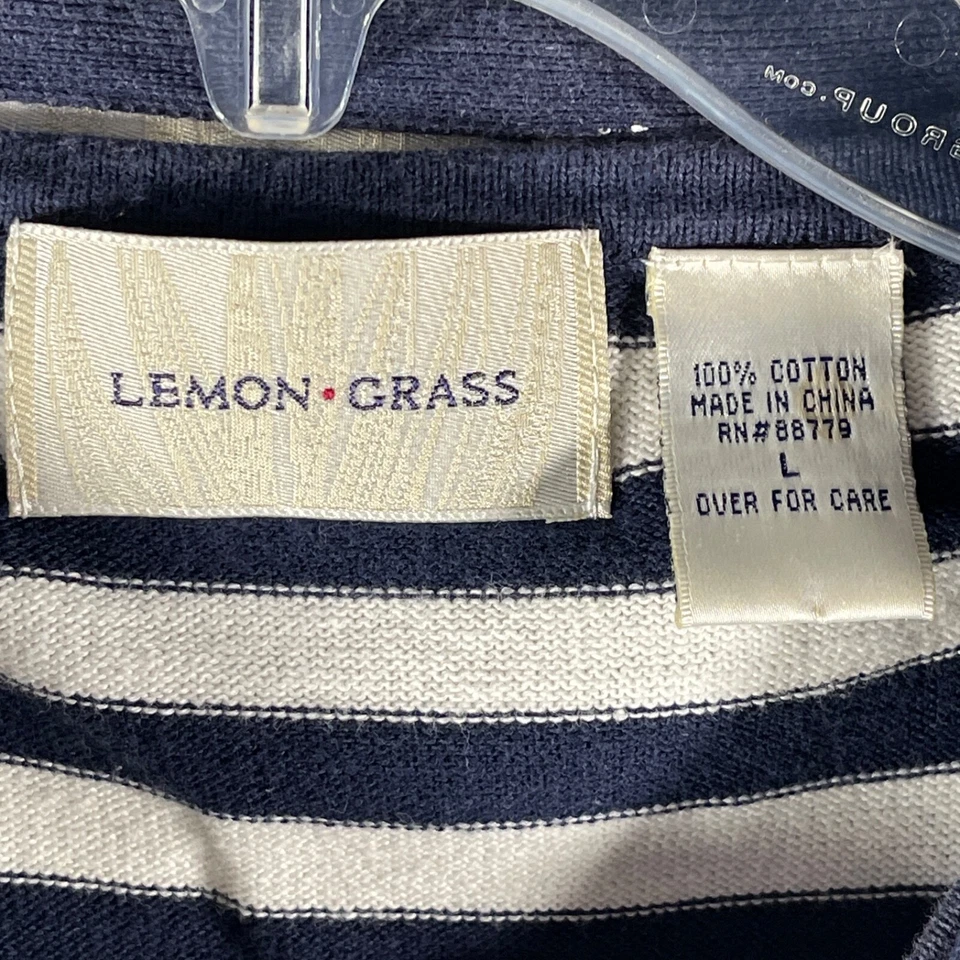 Conjunto de cárdigan y suéter sin mangas a rayas náuticas vintage de hierba limón para mujer talla L Foto 2 de 4