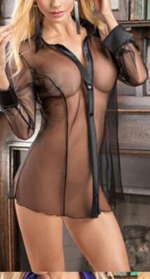 Sexy Women Sheer Mesh See Through Blouse Long Sleeve Clubwear Lingerie US Seller
