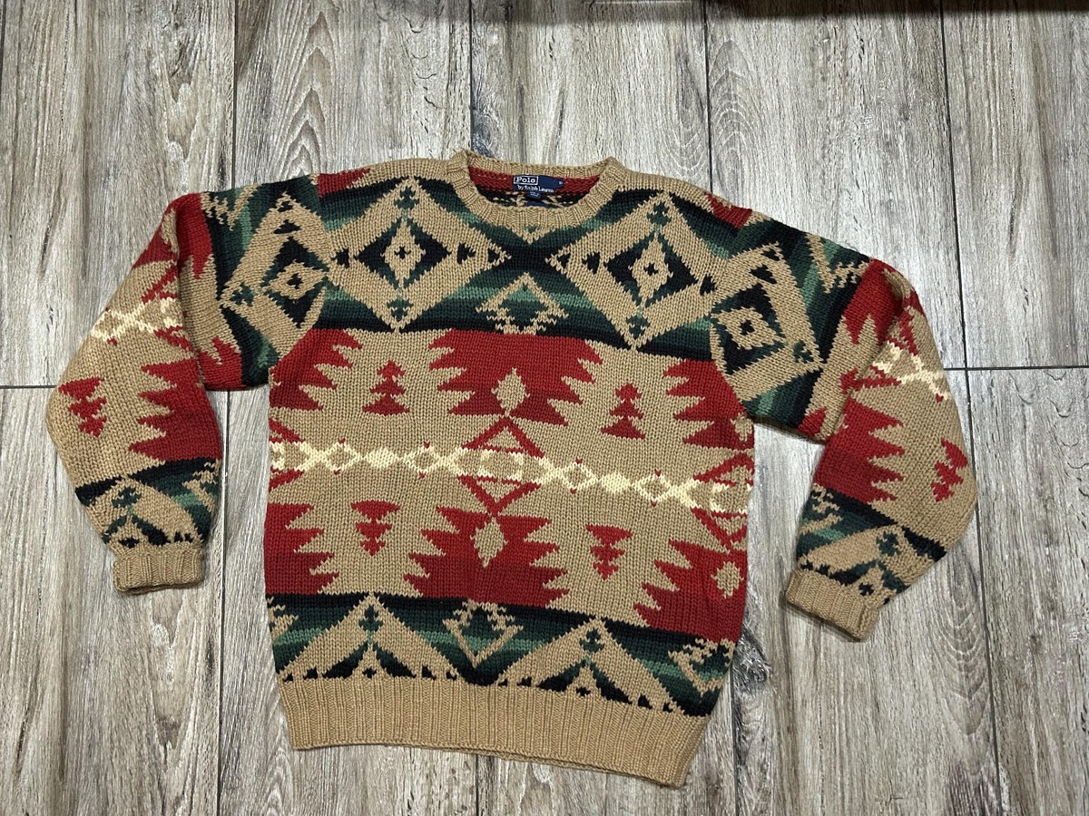 Ralph Lauren 柄セーター M 90sUSA製 RALPH LAURENハンドニットセーター