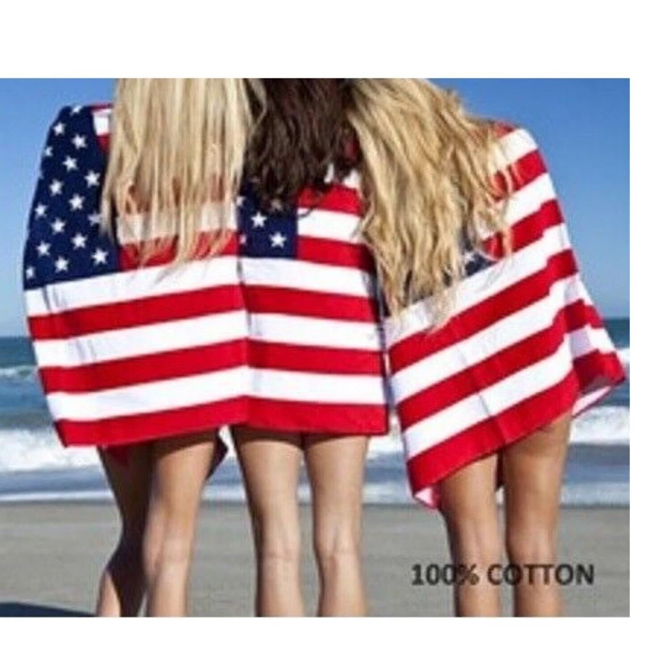 Toalla de playa bandera americana rayas estrellas algodón toallas de playa secado rápido Foto 3 de 4