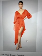 Fashion Nova NWT 'Sheer Attraction Maxi Dress' orange romper dress sz M