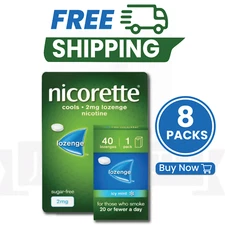 8 X Nicorette Cools 2mg Lozenge Icy Mint 1X40 Lozenges PACK OF 8