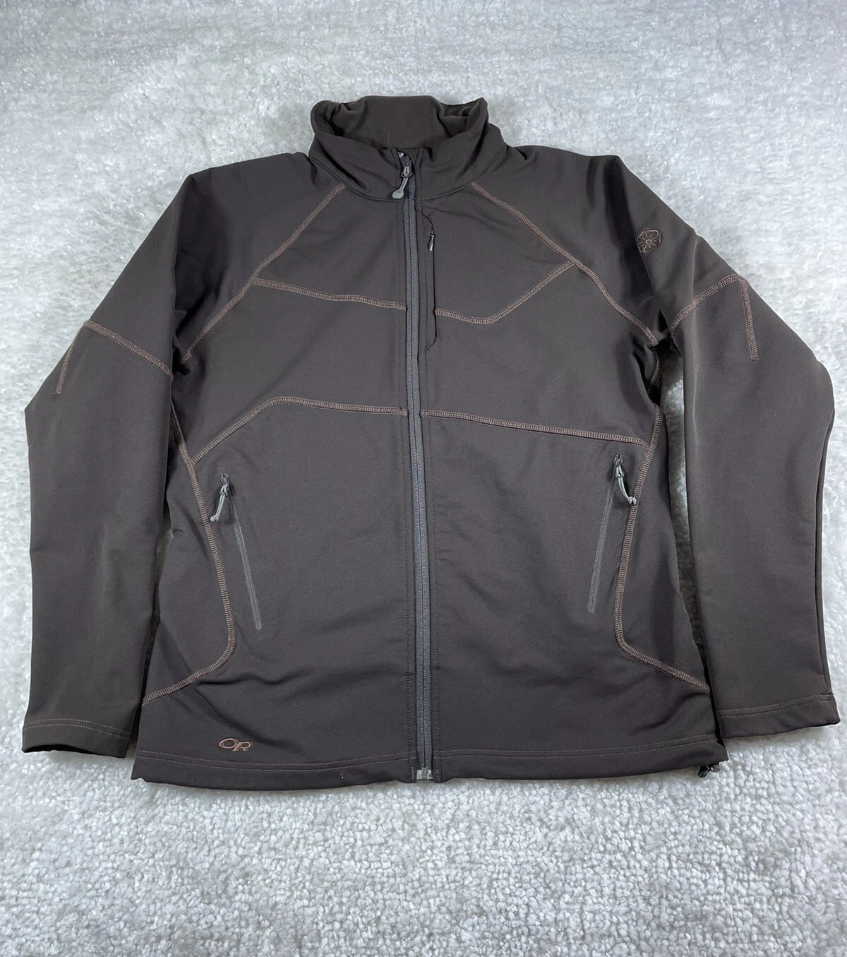 outdoor-research full zip pockets softshell stretch nylon jacket