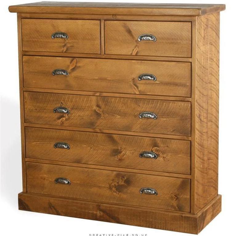Solid Wooden Chest Of Drawers Sideboard Dresser Rustic Plank