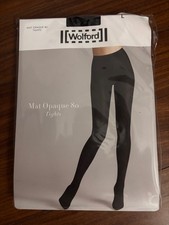 WOLFORD Tights Black Mat Opaque 80 Size L 18420 7005 new