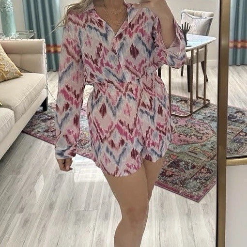 Espléndida Colección Boho Chic Ikat Mameluco Mujer Amalia Manga Larga Azteca Talla M Foto 2 de 4