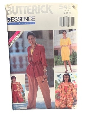 Butterick 5451 Coat Shirt Short Skirt Pant Sewing Pattern Size 18-20-22 Uncut