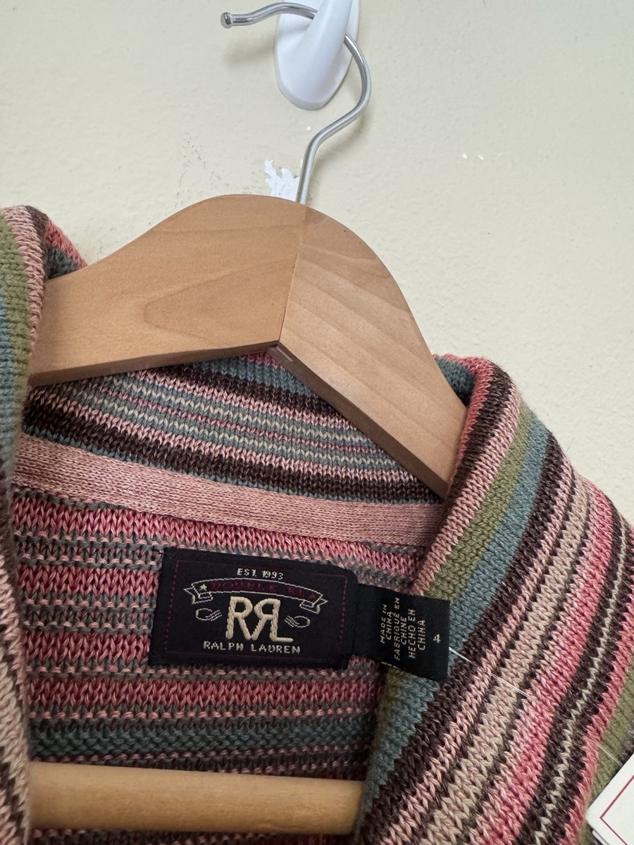 RRL Double RL Ralph Lauren New Striped Belted Cardigan Sweater
