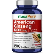 NusaPure American Ginseng 101 Extract 500 mg Equivalent to 5000mg - 200 Veggi...