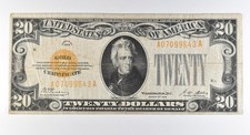 1928 $20 Gold Certificate Yellow Seal a8250